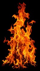 Fototapeta premium Bright orange and yellow flames dance against a black background, showcasing the dynamic and intense nature of fire.