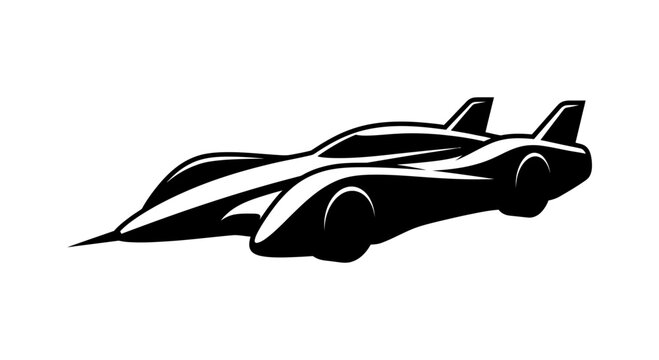 Sharp aerodynamic concept car silhouette side view.