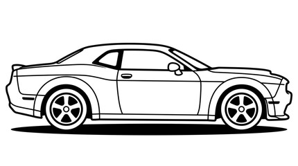 Naklejka premium Side profile outline of a streamlined muscle car.
