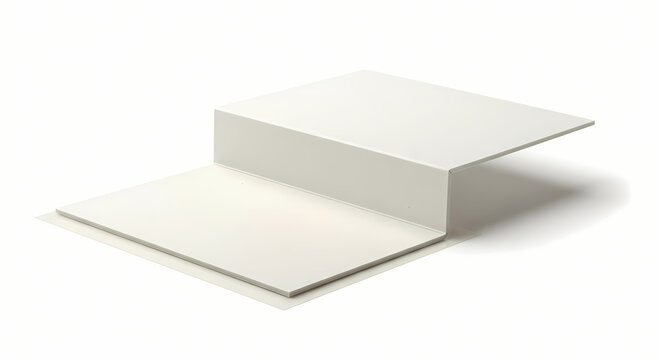 White minimalist step podium display stage with sharp angles
