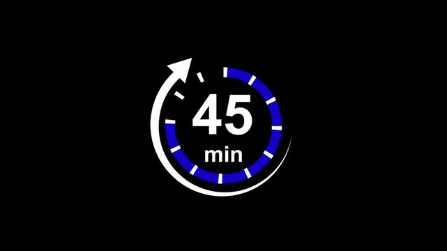 45 Minutes Timer Icon Animation Isolated on Nice Background.
