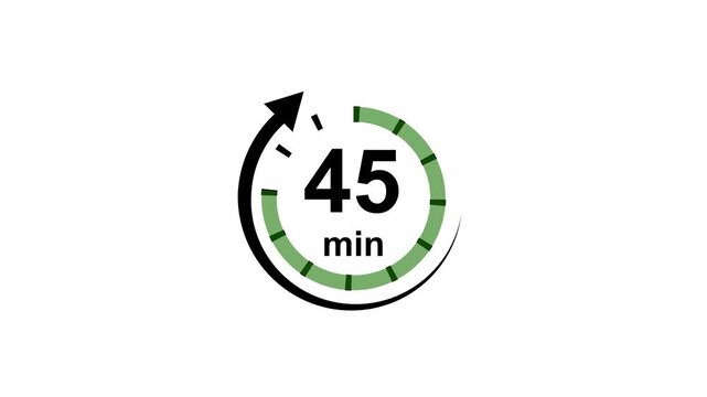 45 Minutes Timer Icon Animation Isolated on Nice Background.