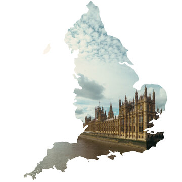 Creative England Map Silhouette featuring Houses of Parliament in London