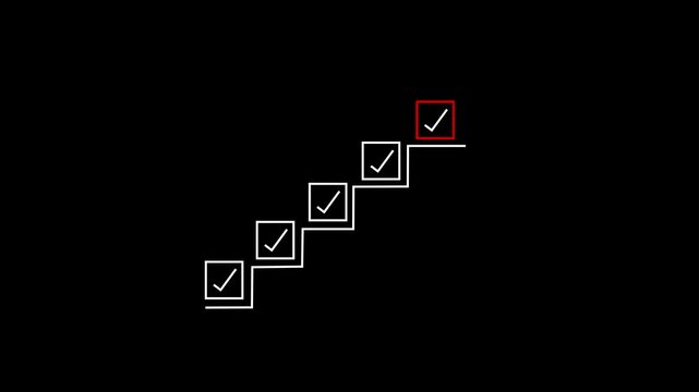 Stairs Checklist Vector Icon with Completed Tasks and Red Target Goal