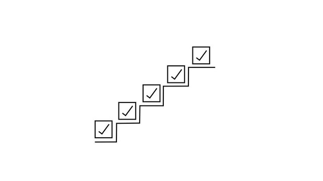 Stairs Checklist Vector Icon with Completed Tasks and Red Target Goal
