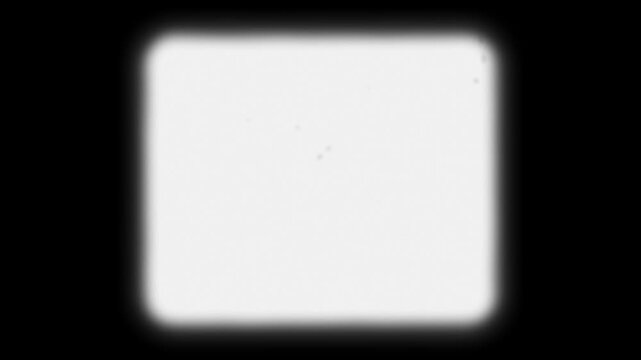 Black vintage rounded square frame seamless loop animation with subtle border motion, CRT scanlines, and film texture effect on white background. 4K animated for retro frame effect and video editing.