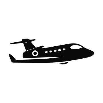 Private jet airplane icon vector black silhouette corporate aircraft flight transport symbol