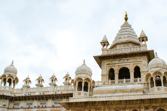 Elegant Jaswant Thada memorial built from finely carved white marble