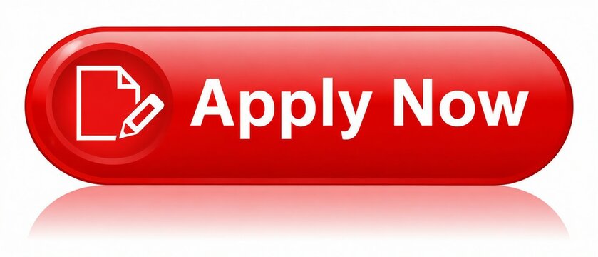 Red apply now button with document icon and pencil graphic