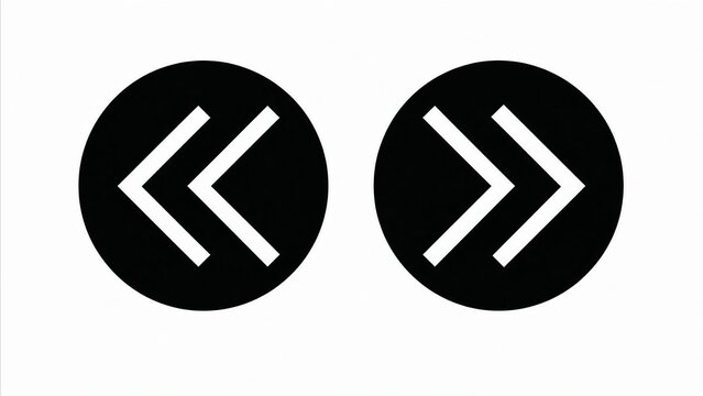 Minimalist left and right arrow icons in black and white circular buttons