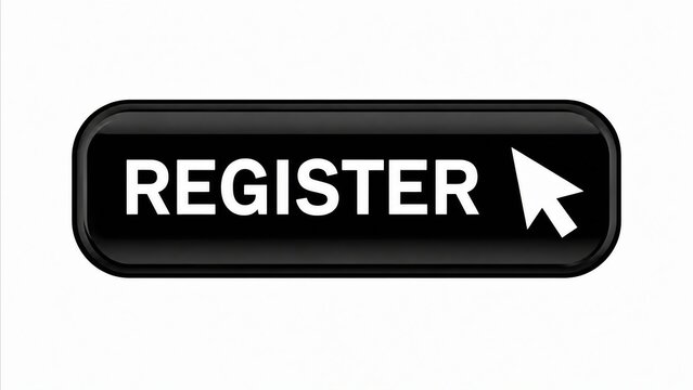 Modern black register button with arrow cursor pointing to right