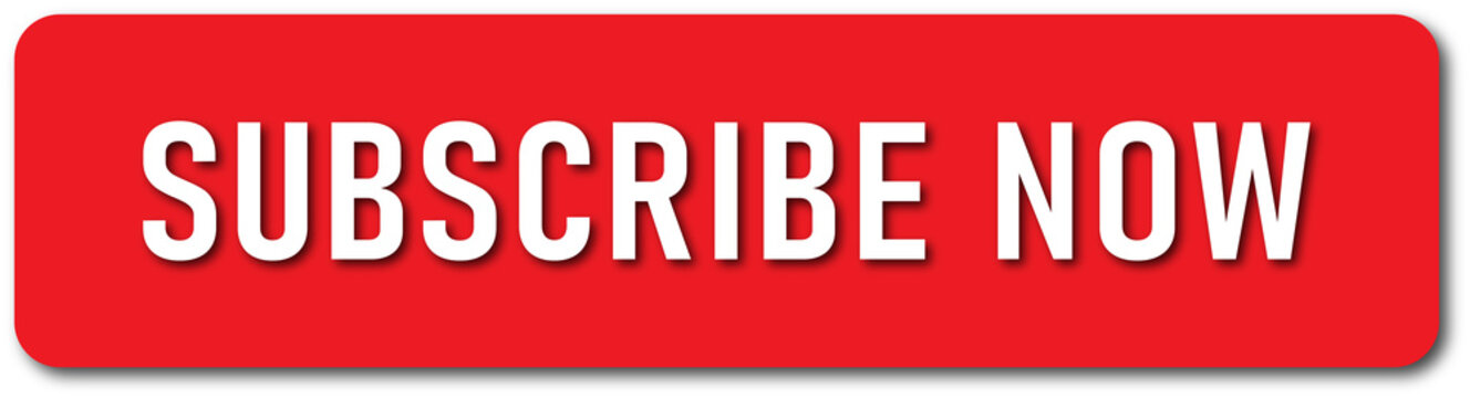 Red Subscribe Now Button with White Text PNG Isolated on Transparent Background for Social Media Promotion and Online Engagement
