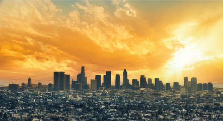 Fototapeta premium Sunset in Los Angeles from the Griffith Observatory
