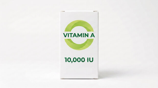 White packaging box of Vitamin A 10000 IU dietary supplement