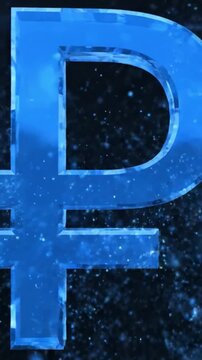 A Close-Up View of the Shimmering Blue Symbol Representing Currency and Economic Value Against a Dark Background