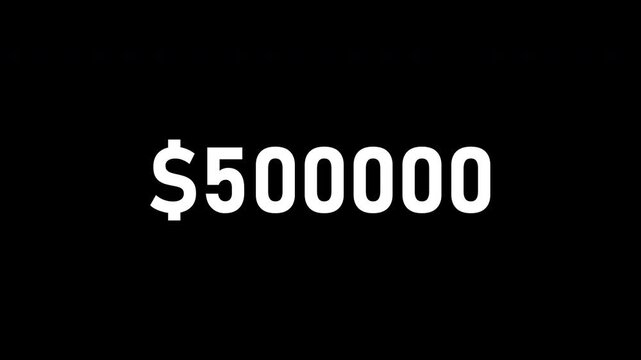 A dynamic financial growth animation showing the dollar value increasing from 0 to 100,000 dollars.