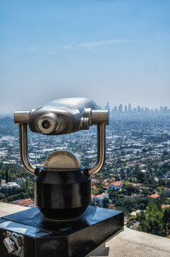 A tower viewer in Griffith Observatory, overlooking Los Angeles