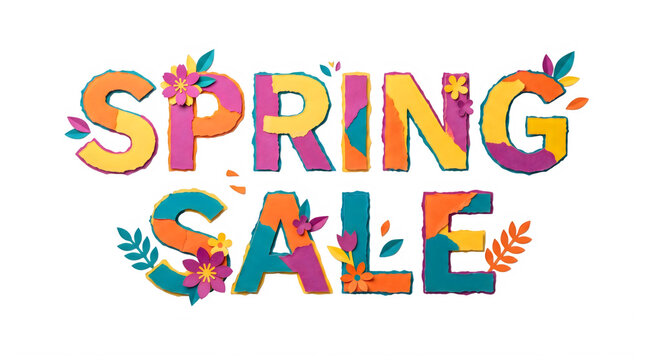 Colorful spring sale banner with flowers and vibrant text
