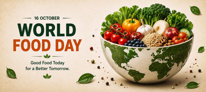 World Food Day celebration with globe bowl of veggies