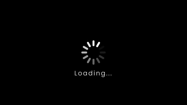Minimalist loading screen icon with text on dark background