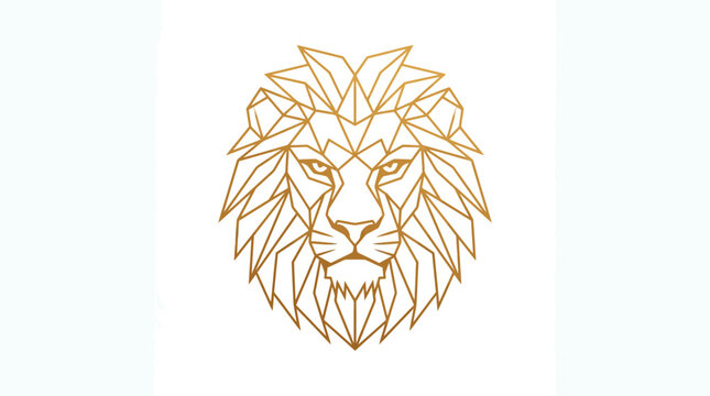 Thin line geometric lion head logo