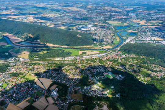 Porta Westfalica, Weserdurchbruch, Luftbild