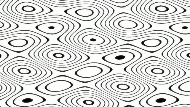 Abstract black and white wavy line pattern animation