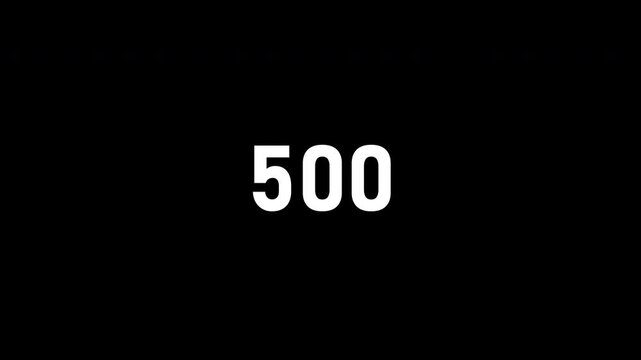 Animated counting Numbers from 0 to 1000  on a black background. counting number black background