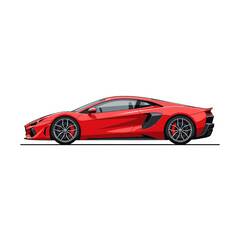 Naklejka premium Sleek Red Supercar Vector Illustration Side Profile