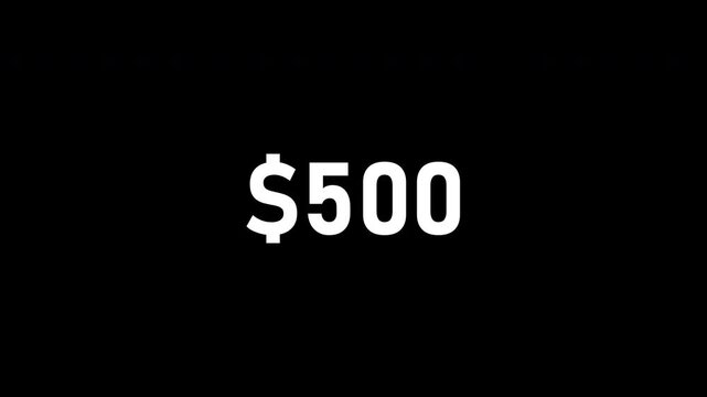 A dynamic financial growth animation showing the dollar value increasing from 0 to 1,000 dollars.