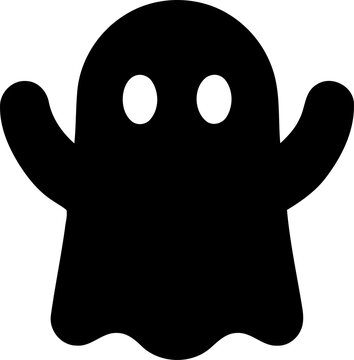 Simple black ghost icon for halloween design isolated on transparent background