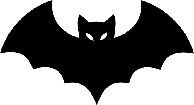 Black bat silhouette icon for halloween isolated on transparent background