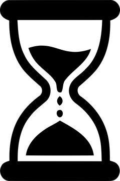 Black hourglass icon representing time and deadline isolated on transparent background