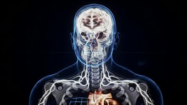 Transparent Human Head And Upper Body Inside A Brain And Heart Structure Illustrating Mental And Physical Health Connection In Stunning 4K Digital Render