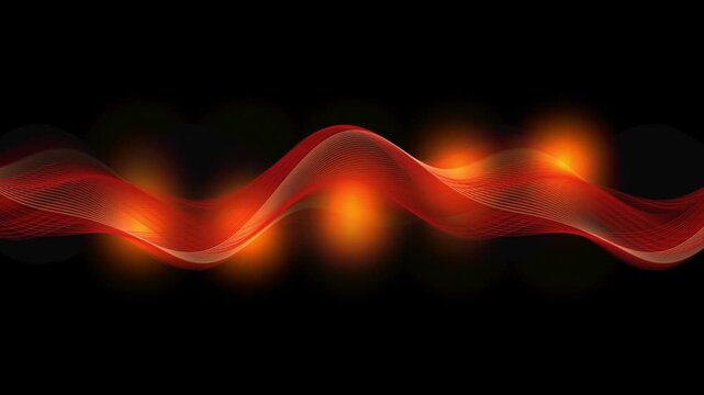 Abstract red wave motion background, with glowing light, particles and smooth, flowing lines for, digital technology and, corporate presentations