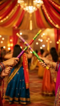 Dandiya Raas Festival Celebration with People Dancing