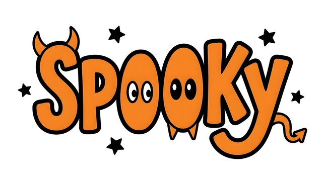 A delightfully spooky halloween typography design featuring a playful and whimsical orange font