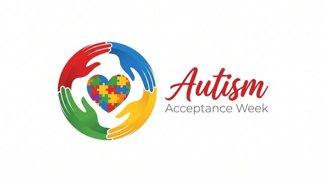 Colorful hands forming a heart globe for autism acceptance week