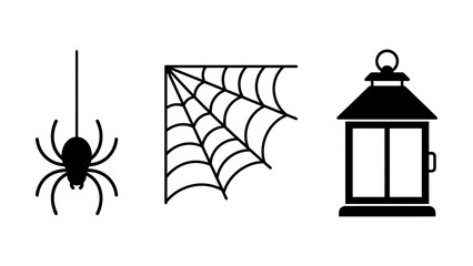 Black spider with lantern and web graphic icons © Mst. Taslima Akhter