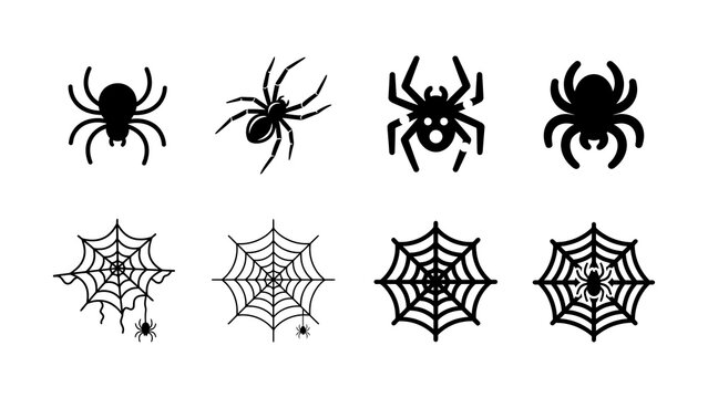 Black spiders and webs set with stars