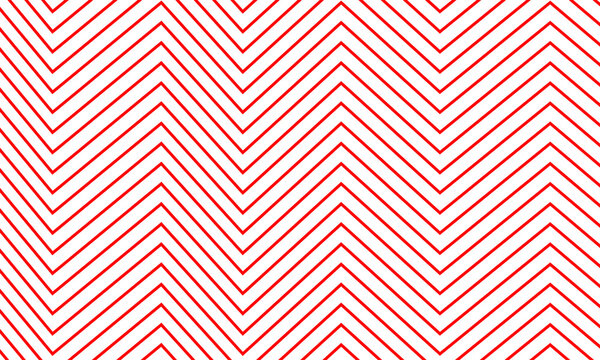 Zigzag pattern featuring repeating red diagonal lines on clean white backdrop creates versatile geometric texture suitable for modern graphic design backgrounds prints textiles wall decor packaging.