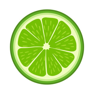 Vibrant lime fruit slice illustration isolated on white background displaying bright green citrus texture for summer drink recipes healthy cooking concepts and refreshing organic food design assets.