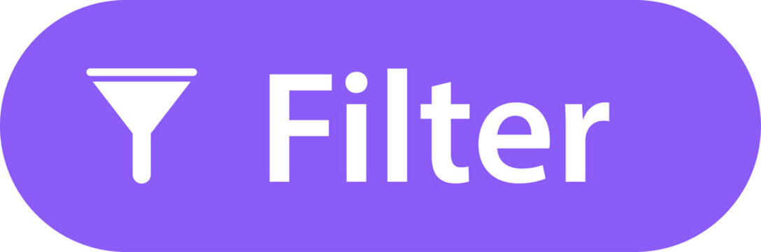 Filter Button with Funnel Icon and Purple Rounded UI Label, PNG, Isolated on Transparent Background
