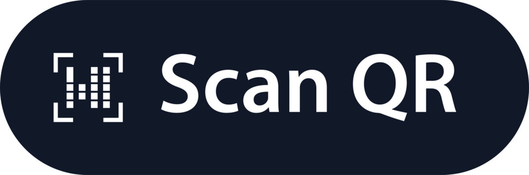 Scan QR Button with QR Code Icon and Dark Rounded UI Label, PNG, Isolated on Transparent Background