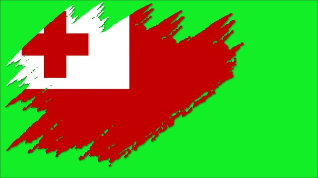 Tonga Flag Grunge Brush Stroke Animation, Tongan National Flag, Tonga Patriotic Motion Background