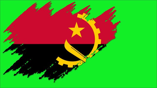 Angola Flag Grunge Brush Stroke Animation, Angolan National Flag, Angola Patriotic Motion Background