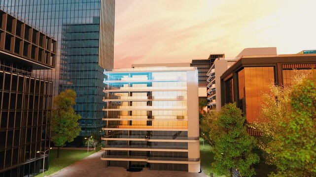 Digital Scanning Effect on Modern Building  3D Architectural Visualization