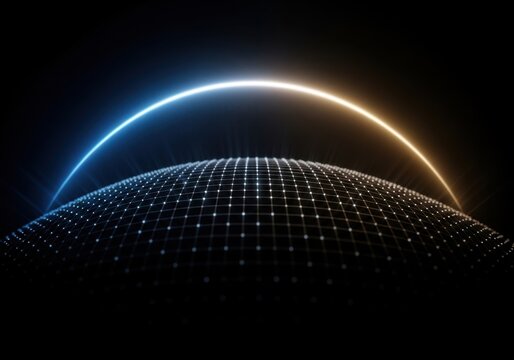 Abstract digital globe with glowing arc