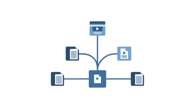 Multimedia Content Distribution Network and Digital Asset Management System Flat Vector Illustration