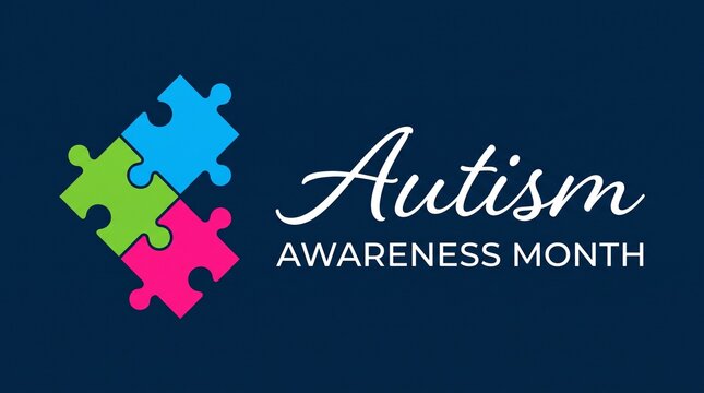 Autism awareness month colorful puzzle pieces logo